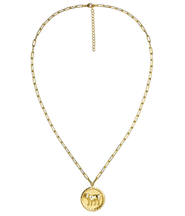 Bulldog 3D Disc Coin Necklace - 18k Gold Plated