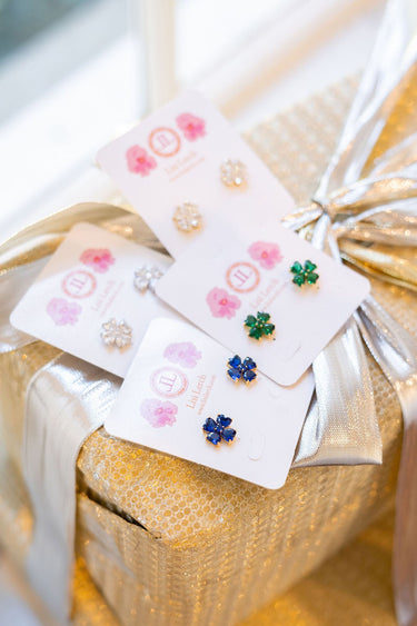 Catherine - Clover Stone Stud Earring - 18k Gold Plated - Darby Clark Collection - Lisi Lerch