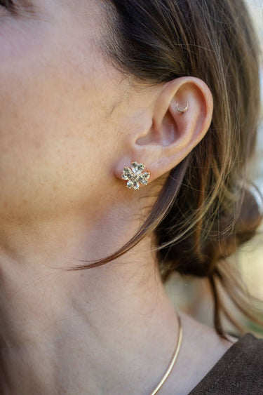 Catherine - Clover Stone Stud Earring - 18k Gold Plated-Darby Clark Collection - Lisi Lerch