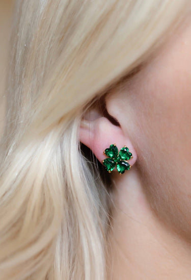 Catherine - Clover Stone Stud Earring - 18k Gold Plated - Darby Clark Collection - Lisi Lerch
