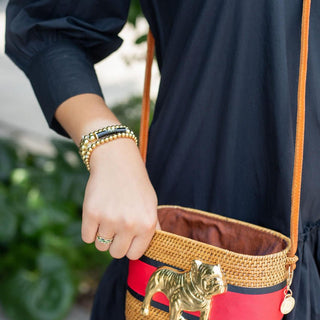 Charlotte Crossbody Small - Black and Red Layer with Bulldog - Lisi Lerch