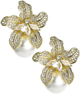 Charlotte Studs - Rhinestone & Pearl Stud - 18k Gold Plated - Kristin Kennedy Collection - Lisi Lerch