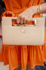 Chloe Clutch - Straw - Gold Charm - Lisi Lerch