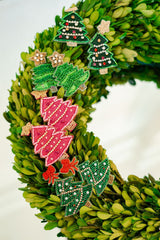 Christmas Tree Beaded Earring - Gold Star Top - Lisi Lerch