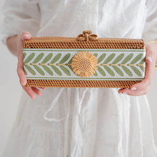 Colette - Green Leaf Band Natural Raffia Flower - Lisi Lerch