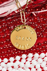 College Tag Charm Necklace - 18k Gold Plated Paper Clip Chain - Lisi Lerch