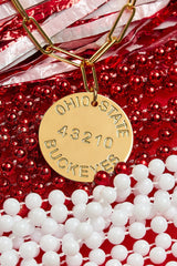 College Tag Charm Necklace - 18k Gold Plated Paper Clip Chain - Lisi Lerch