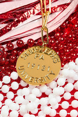College Tag Charm Necklace - 18k Gold Plated Paper Clip Chain - Lisi Lerch