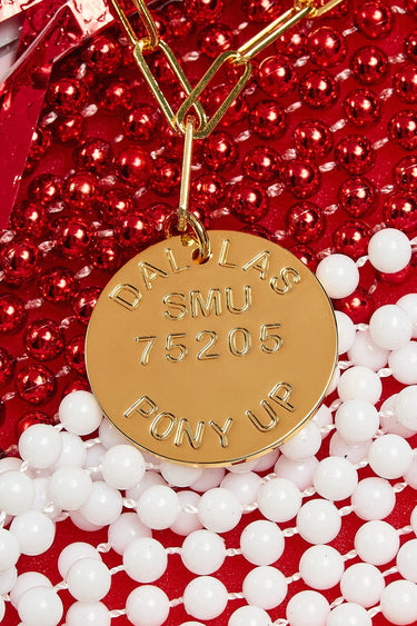 College Tag Charm Necklace - 18k Gold Plated Paper Clip Chain - Lisi Lerch