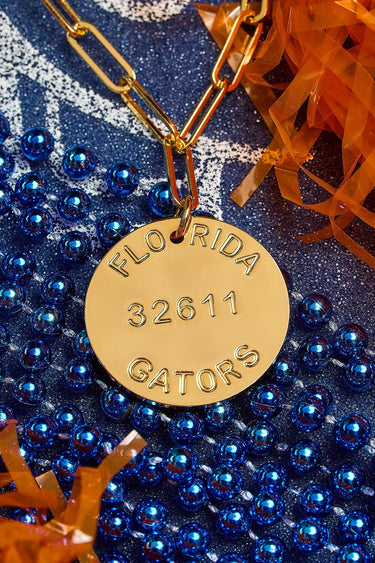 College Tag Charm Necklace - 18k Gold Plated Paper Clip Chain - Lisi Lerch