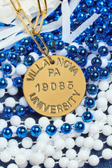 College Tag Charm Necklace - 18k Gold Plated Paper Clip Chain - Lisi Lerch