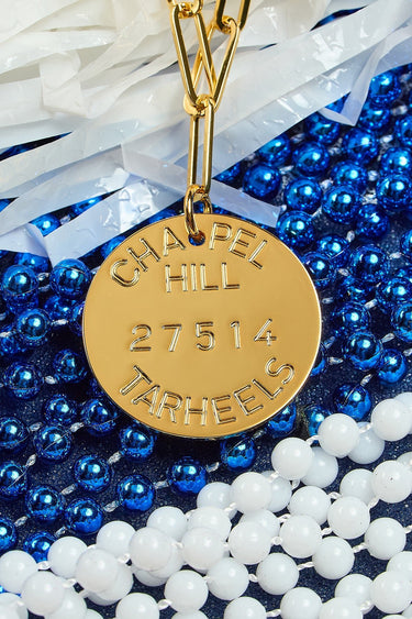 College Tag Charm Necklace - 18k Gold Plated Paper Clip Chain - Lisi Lerch