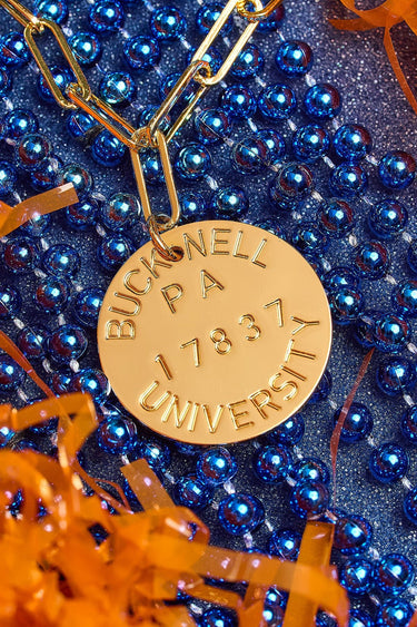 College Tag Charm Necklace - 18k Gold Plated Paper Clip Chain - Lisi Lerch