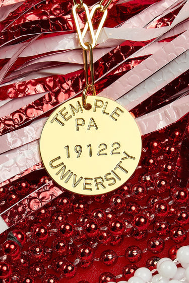 College Tag Charm Necklace - 18k Gold Plated Paper Clip Chain - Lisi Lerch