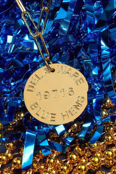 College Tag Charm Necklace - 18k Gold Plated Paper Clip Chain - Lisi Lerch