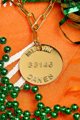 College Tag Charm Necklace - 18k Gold Plated Paper Clip Chain - Lisi Lerch