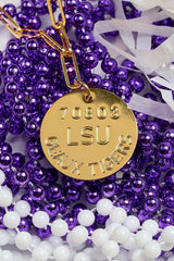 College Tag Charm Necklace - 18k Gold Plated Paper Clip Chain - Lisi Lerch