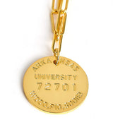 College Tag Charm Necklace - 18k Gold Plated Paper Clip Chain - Lisi Lerch