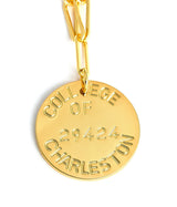College Tag Charm Necklace - 18k Gold Plated Paper Clip Chain - Lisi Lerch