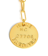 College Tag Charm Necklace - 18k Gold Plated Paper Clip Chain - Lisi Lerch