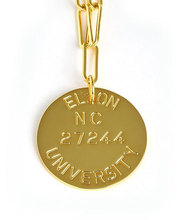 College Tag Charm Necklace - 18k Gold Plated Paper Clip Chain - Lisi Lerch