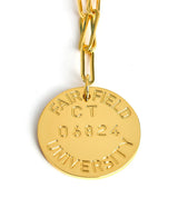 College Tag Charm Necklace - 18k Gold Plated Paper Clip Chain - Lisi Lerch