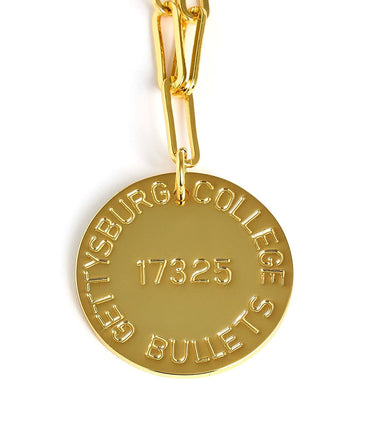 College Tag Charm Necklace - 18k Gold Plated Paper Clip Chain - Lisi Lerch