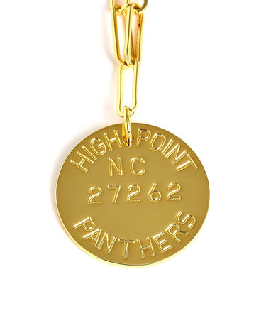 College Tag Charm Necklace - 18k Gold Plated Paper Clip Chain - Lisi Lerch