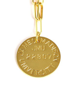 College Tag Charm Necklace - 18k Gold Plated Paper Clip Chain - Lisi Lerch