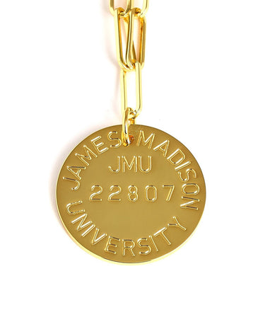College Tag Charm Necklace - 18k Gold Plated Paper Clip Chain - Lisi Lerch