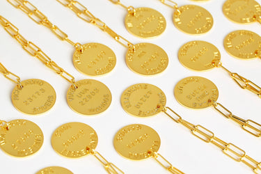 College Tag Charm Necklace - 18k Gold Plated Paper Clip Chain - Lisi Lerch