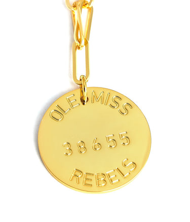 College Tag Charm Necklace - 18k Gold Plated Paper Clip Chain - Lisi Lerch