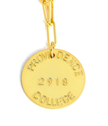 College Tag Charm Necklace - 18k Gold Plated Paper Clip Chain - Lisi Lerch