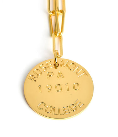 College Tag Charm Necklace - 18k Gold Plated Paper Clip Chain - Lisi Lerch
