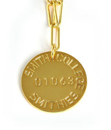 College Tag Charm Necklace - 18k Gold Plated Paper Clip Chain - Lisi Lerch