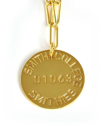 College Tag Charm Necklace - 18k Gold Plated Paper Clip Chain - Lisi Lerch