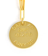 College Tag Charm Necklace - 18k Gold Plated Paper Clip Chain - Lisi Lerch