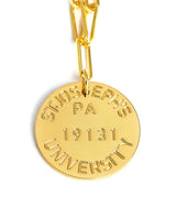 College Tag Charm Necklace - 18k Gold Plated Paper Clip Chain - Lisi Lerch