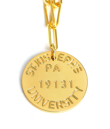 College Tag Charm Necklace - 18k Gold Plated Paper Clip Chain - Lisi Lerch