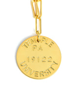 College Tag Charm Necklace - 18k Gold Plated Paper Clip Chain - Lisi Lerch