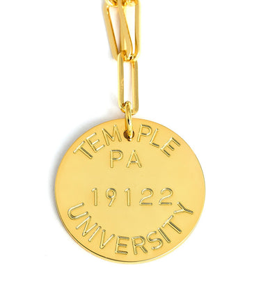 College Tag Charm Necklace - 18k Gold Plated Paper Clip Chain - Lisi Lerch
