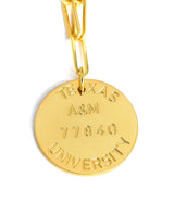College Tag Charm Necklace - 18k Gold Plated Paper Clip Chain - Lisi Lerch