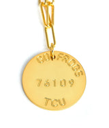 College Tag Charm Necklace - 18k Gold Plated Paper Clip Chain - Lisi Lerch