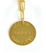 College Tag Charm Necklace - 18k Gold Plated Paper Clip Chain - Lisi Lerch