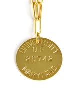 College Tag Charm Necklace - 18k Gold Plated Paper Clip Chain - Lisi Lerch
