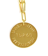 College Tag Charm Necklace - 18k Gold Plated Paper Clip Chain - Lisi Lerch