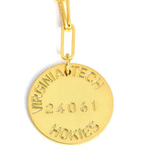 College Tag Charm Necklace - 18k Gold Plated Paper Clip Chain - Lisi Lerch