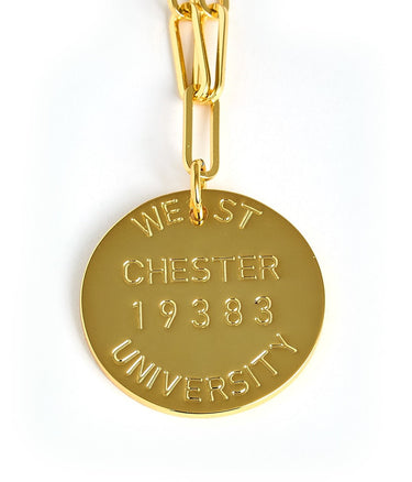 College Tag Charm Necklace - 18k Gold Plated Paper Clip Chain - Lisi Lerch
