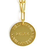 College Tag Charm Necklace - 18k Gold Plated Paper Clip Chain - Lisi Lerch