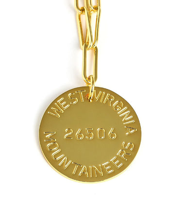 College Tag Charm Necklace - 18k Gold Plated Paper Clip Chain - Lisi Lerch